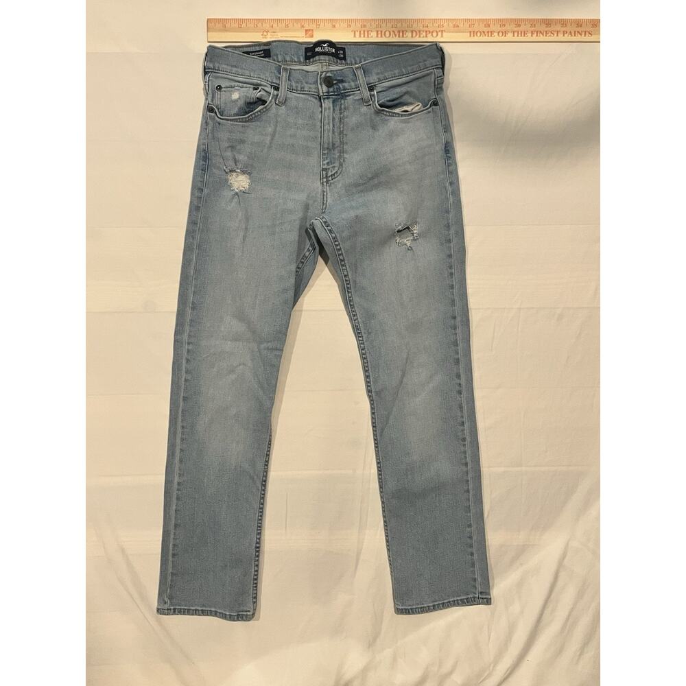 Hollister Slim Straight Epic Flex Jeans Men’s 30x30 Light Wash Distressed Denim